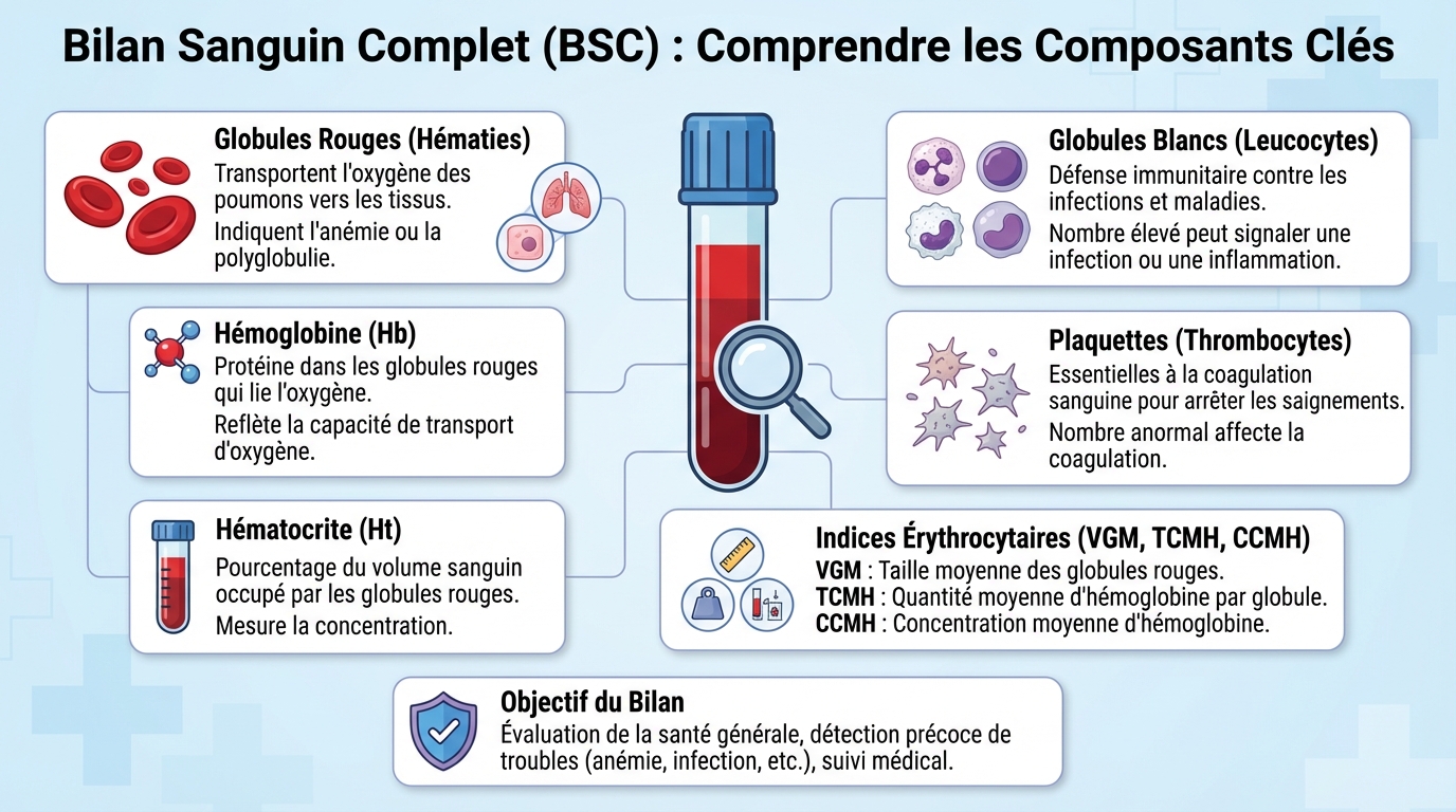 Liste des examens inclus dans un bilan sanguin