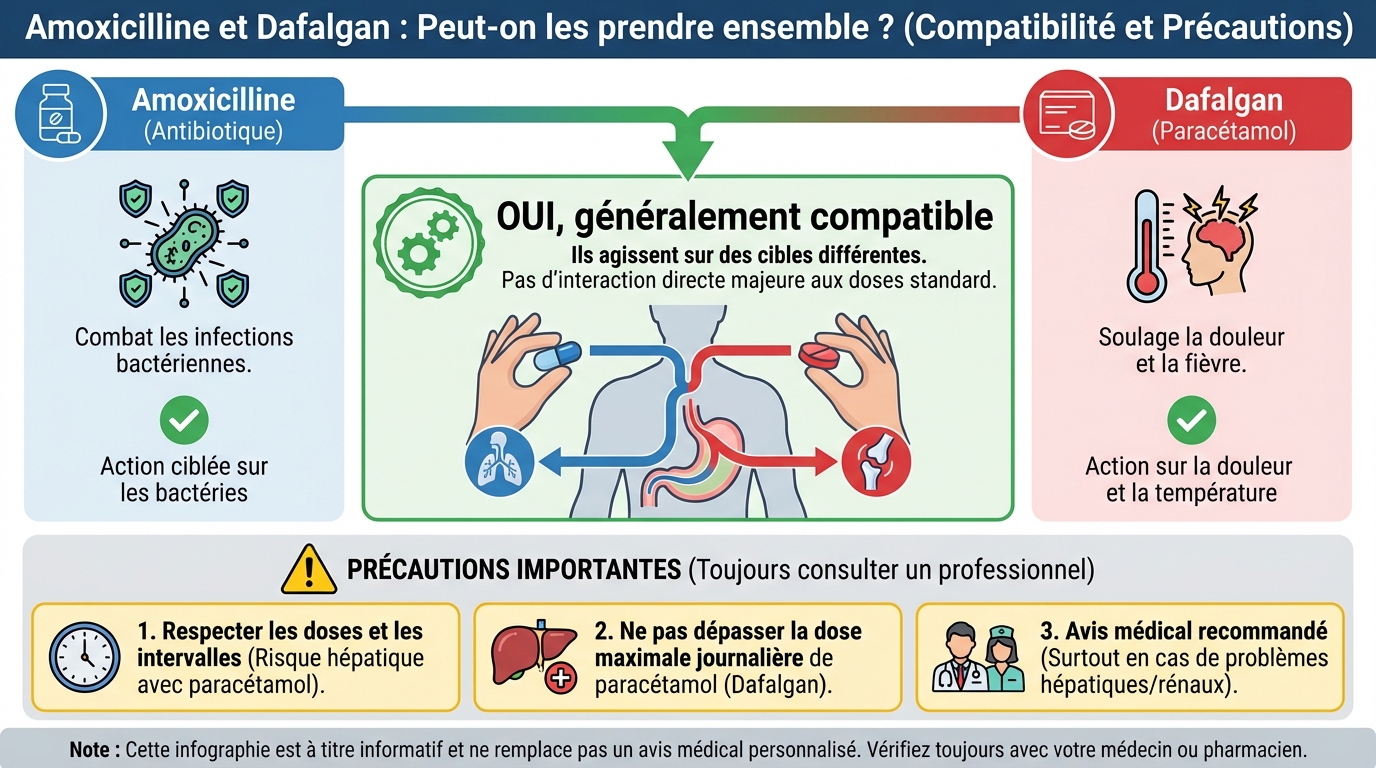 Peut-on prendre amoxicilline et Dafalgan ensemble ?