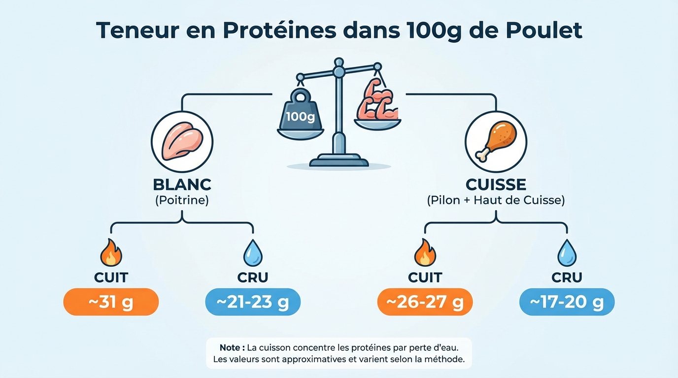 Combien de protéines dans 100 g de poulet ? 1 Valeur nutritionnelle du poulet